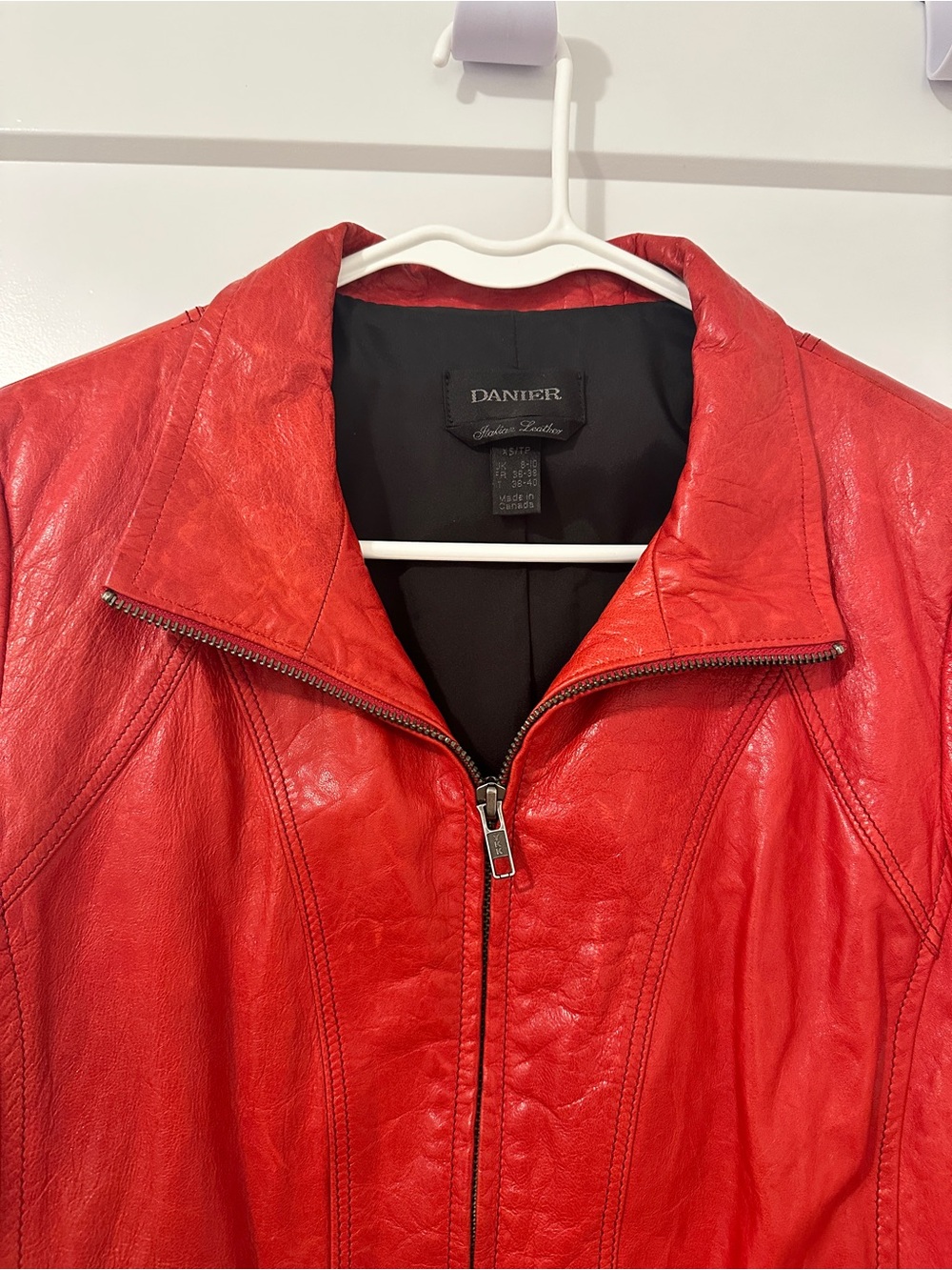 Vintage Danier Red Leather Moto Jacket Size XS Women’s - Picture 4 of 14